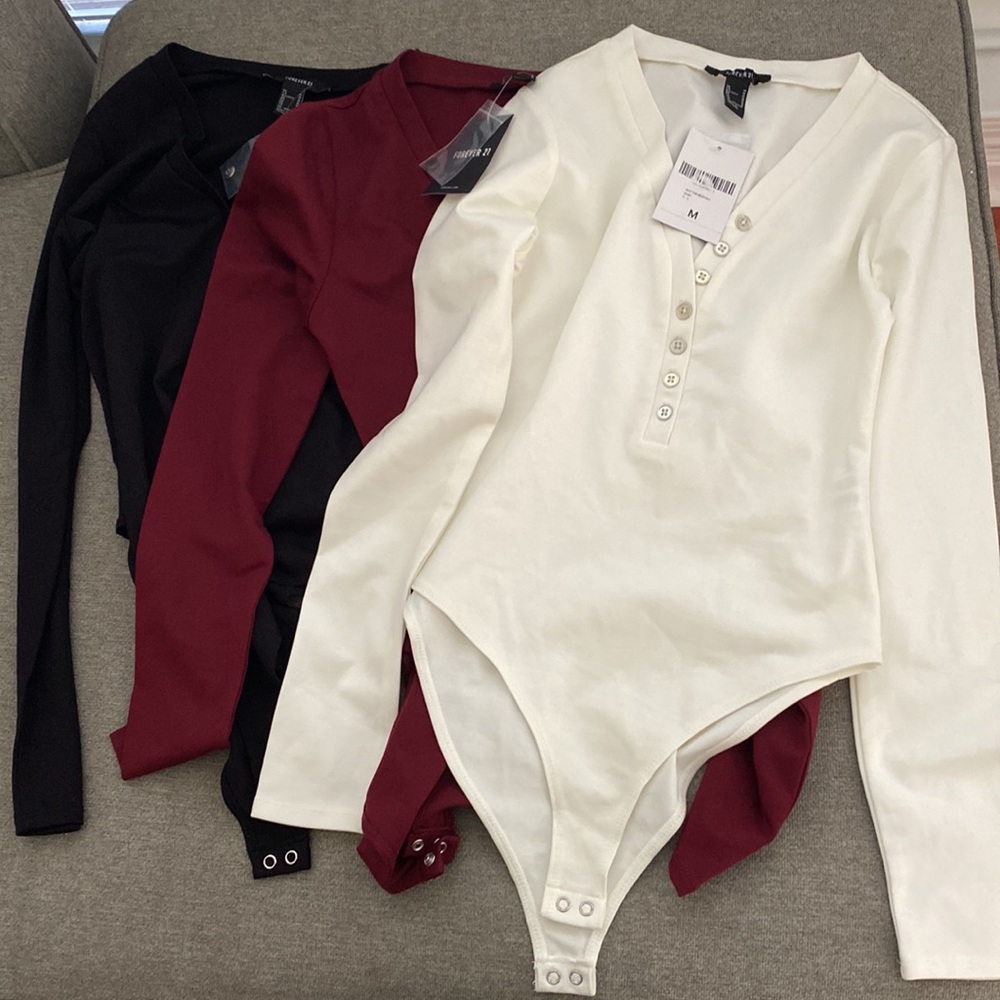 Forever 21 long sleeve bodysuits.  Bundle of 3 bodysuits.